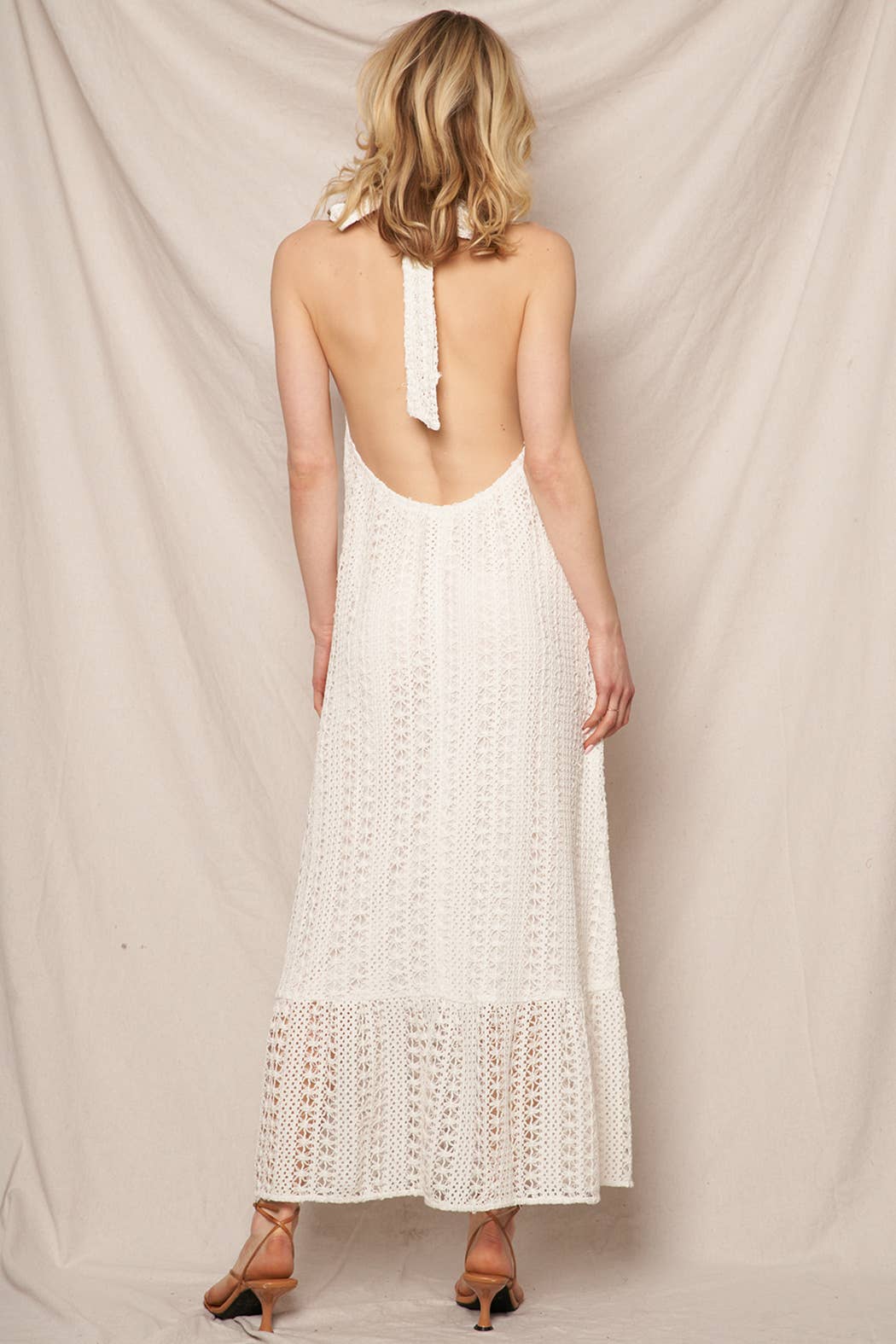 Crochet Halter Neck Maxi Dress