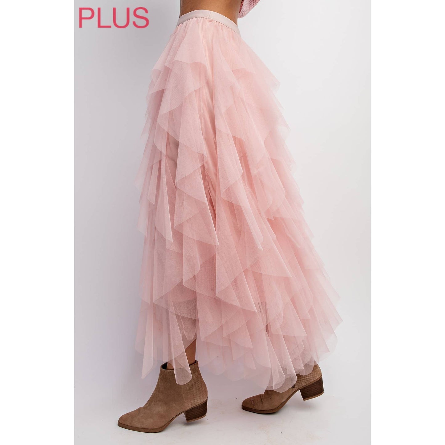 PLUS TULLE MAXI SKIRT: Pink Lady