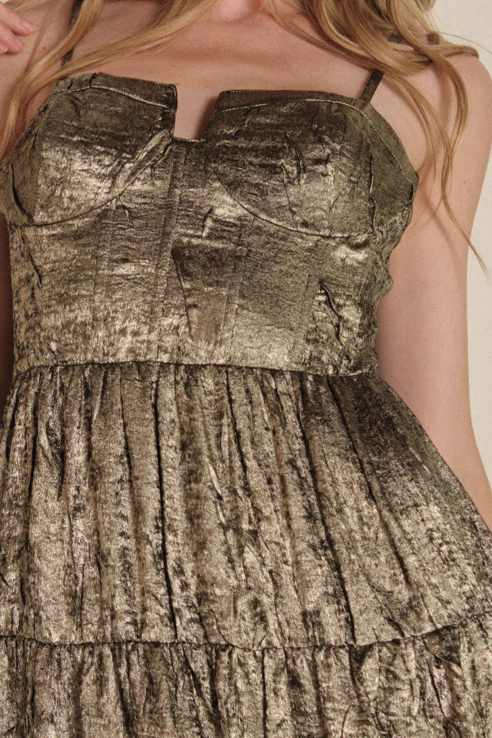 Textured Metallic Fit-and-Flare Corset Maxi Dress