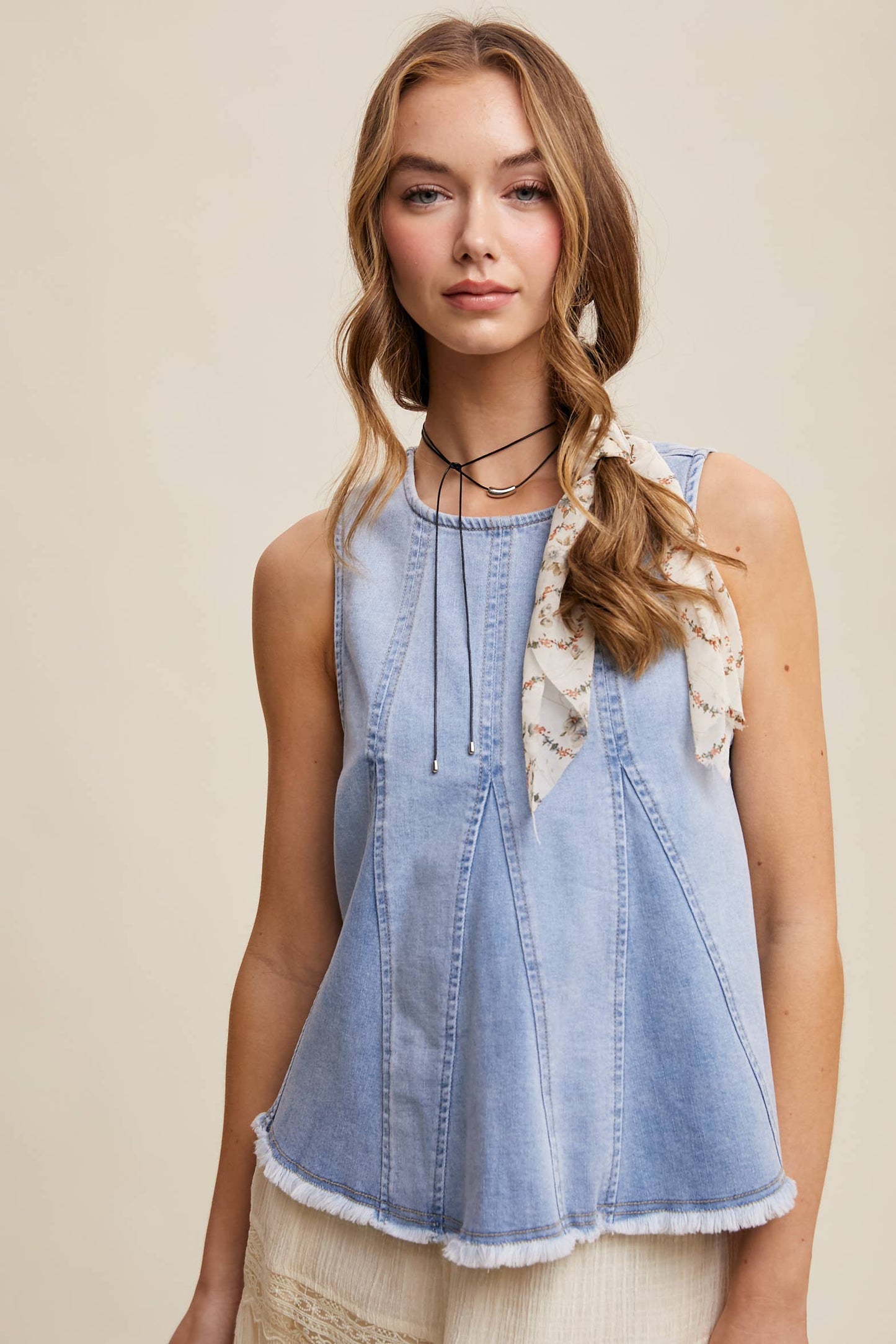 Denim Flare Peplum Top