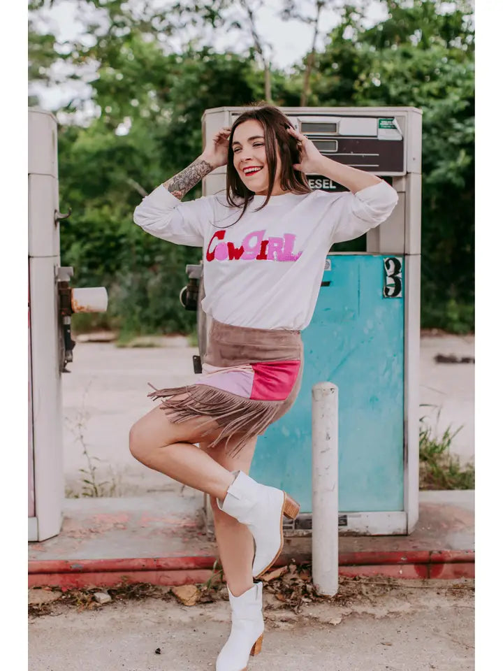 Color Block Fringe Skort