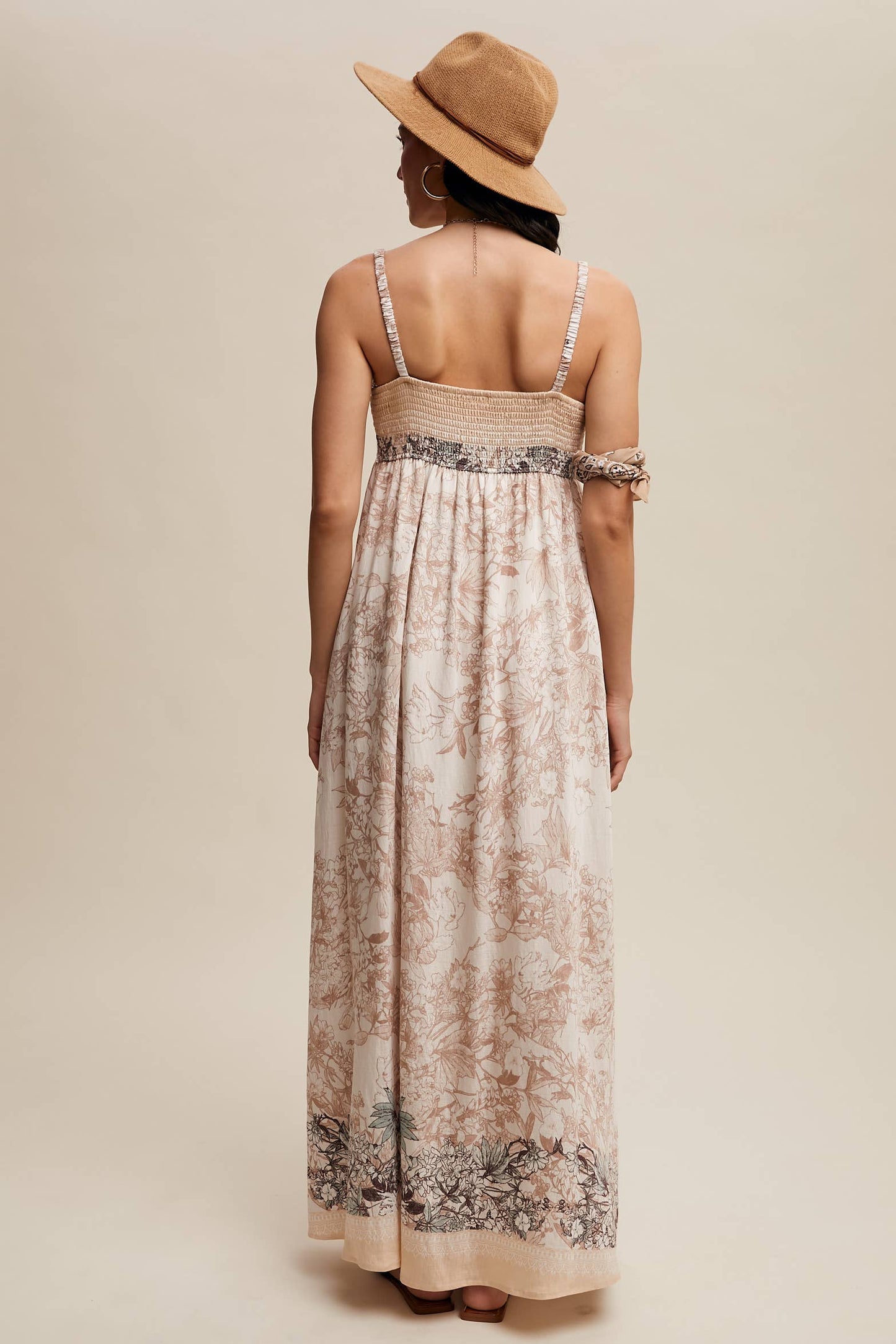 Ethereal Floral Maxi Dress: Champagne