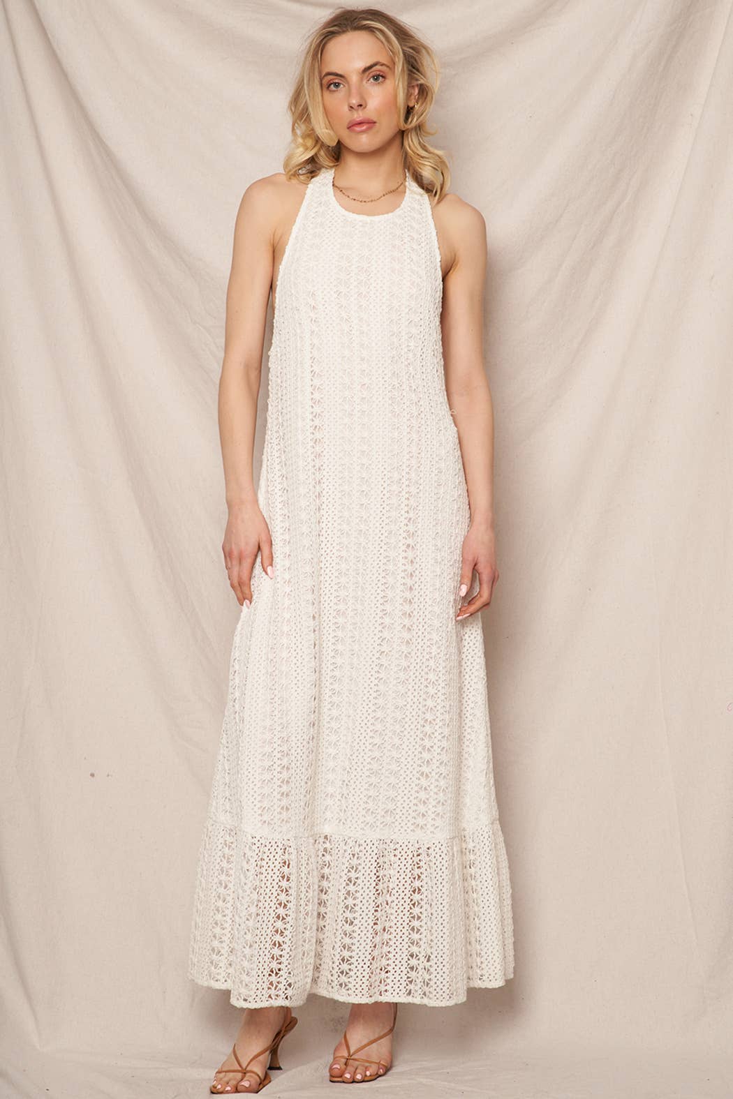 Crochet Halter Neck Maxi Dress
