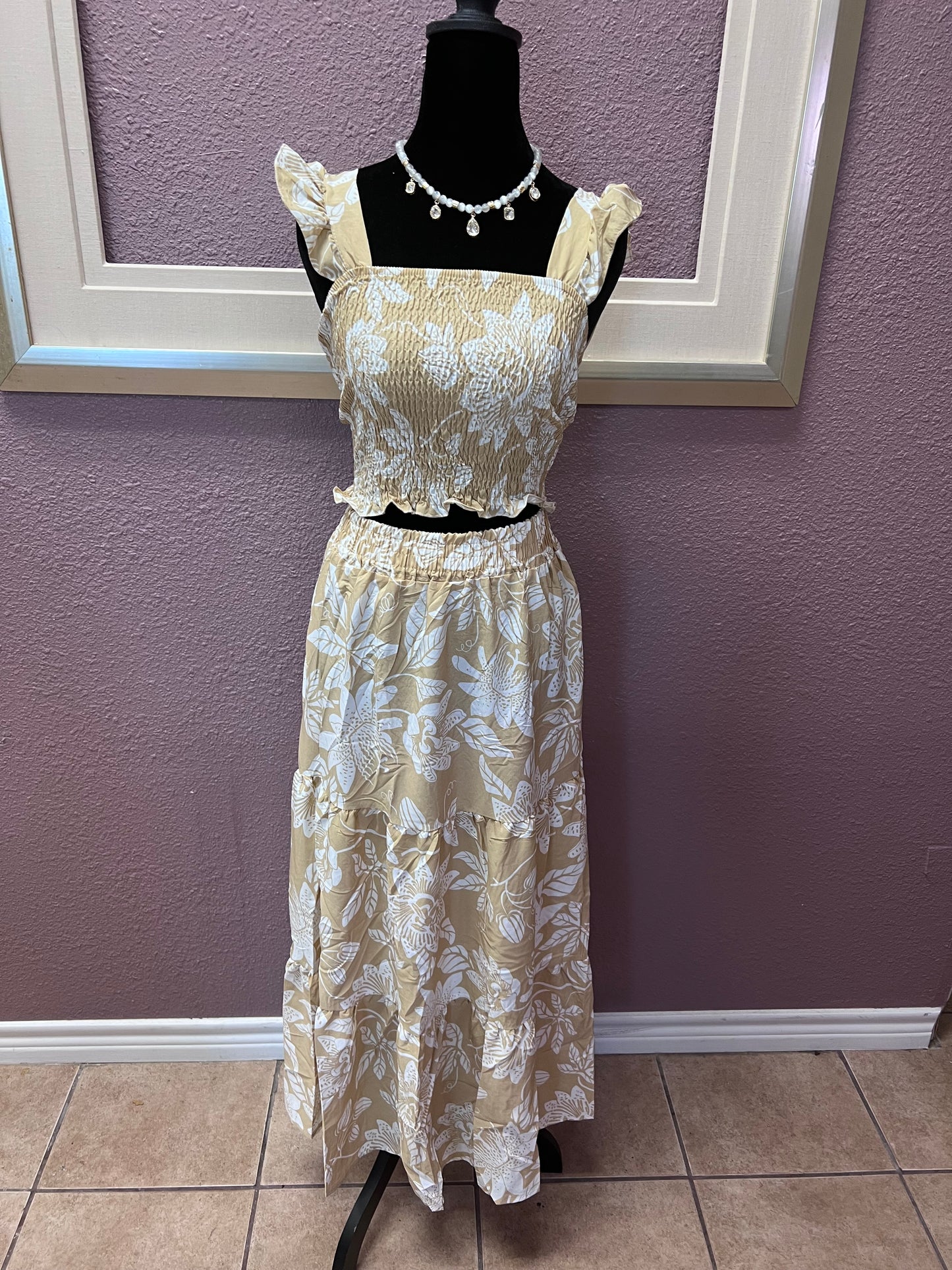Tan 2-Piece Skirt Set