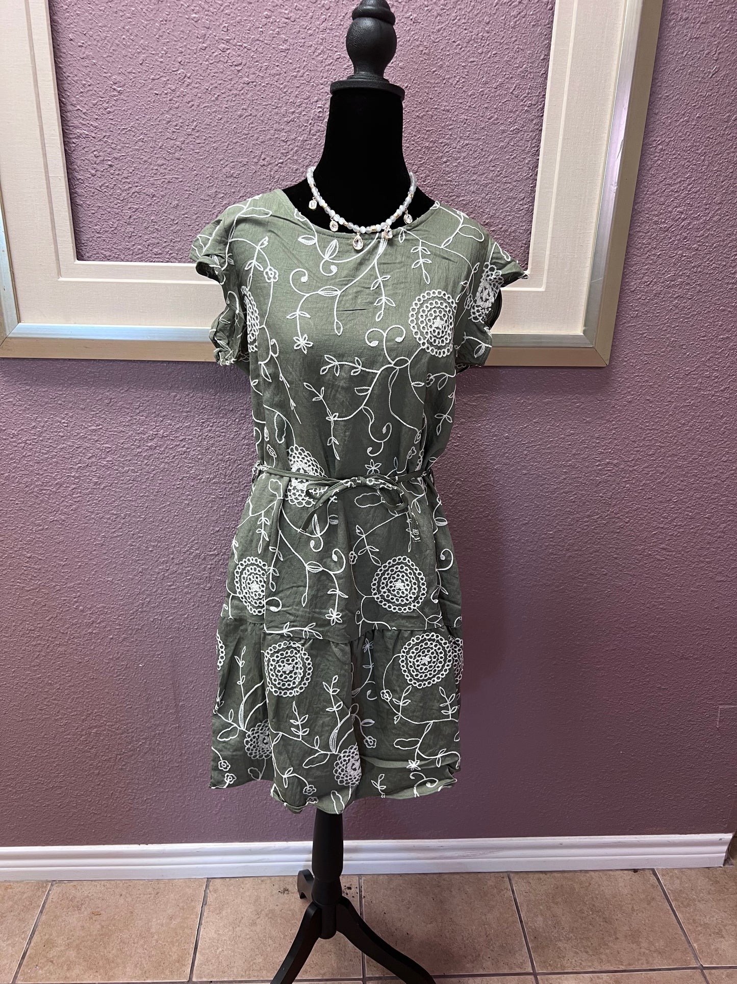 Embroidered Dress - Green