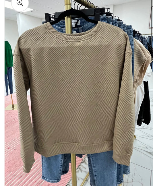 Brown Textured Long Sleeve Set