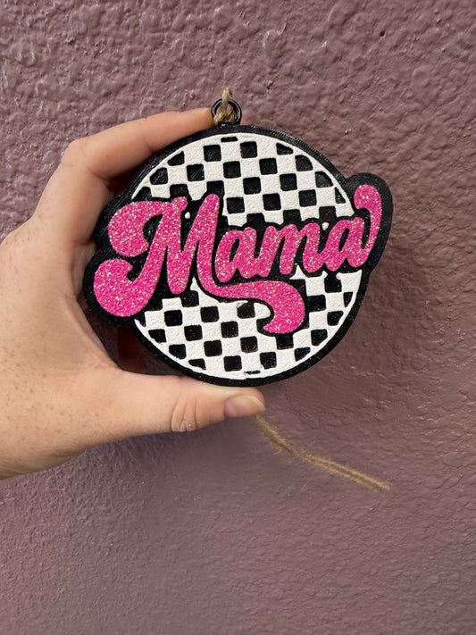 Mama Circle Freshie : Volcano Capri Blue (Pink Font)