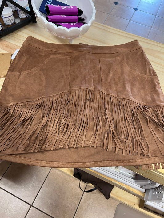 Dark Brown Fringe Skirt