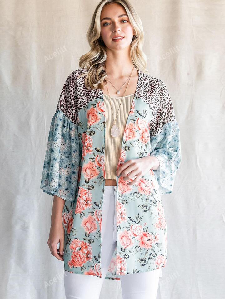 Mix Print Kimono
