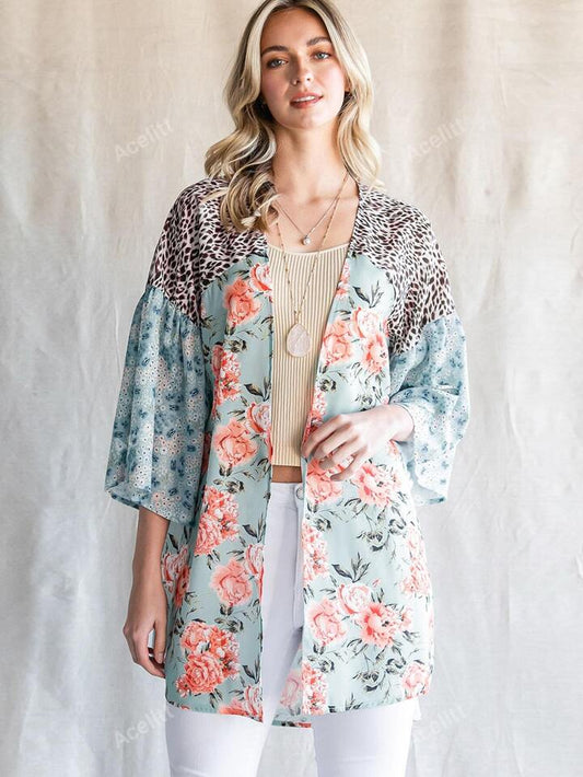 Mix Print Kimono