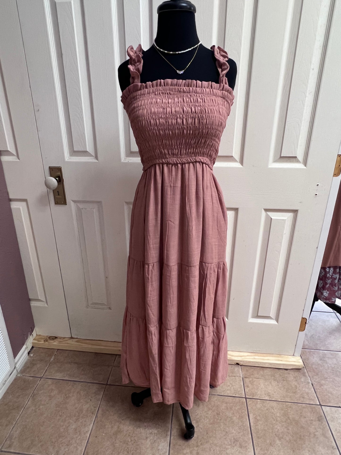 Mauve Smocked Maxi Dress