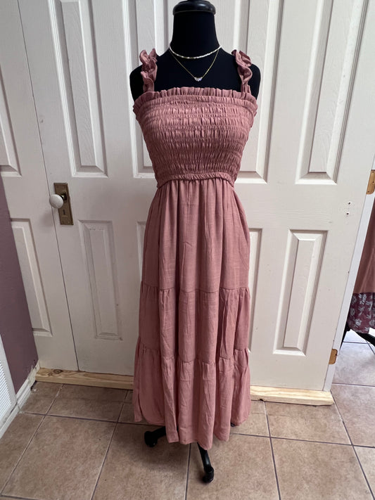 Mauve Smocked Maxi Dress