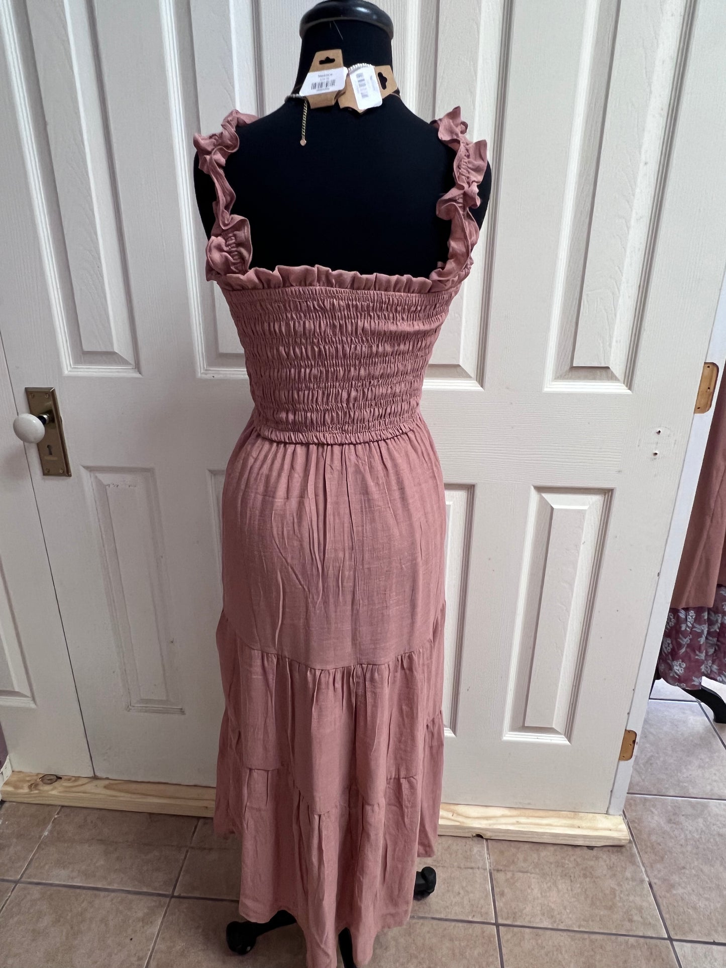 Mauve Smocked Maxi Dress