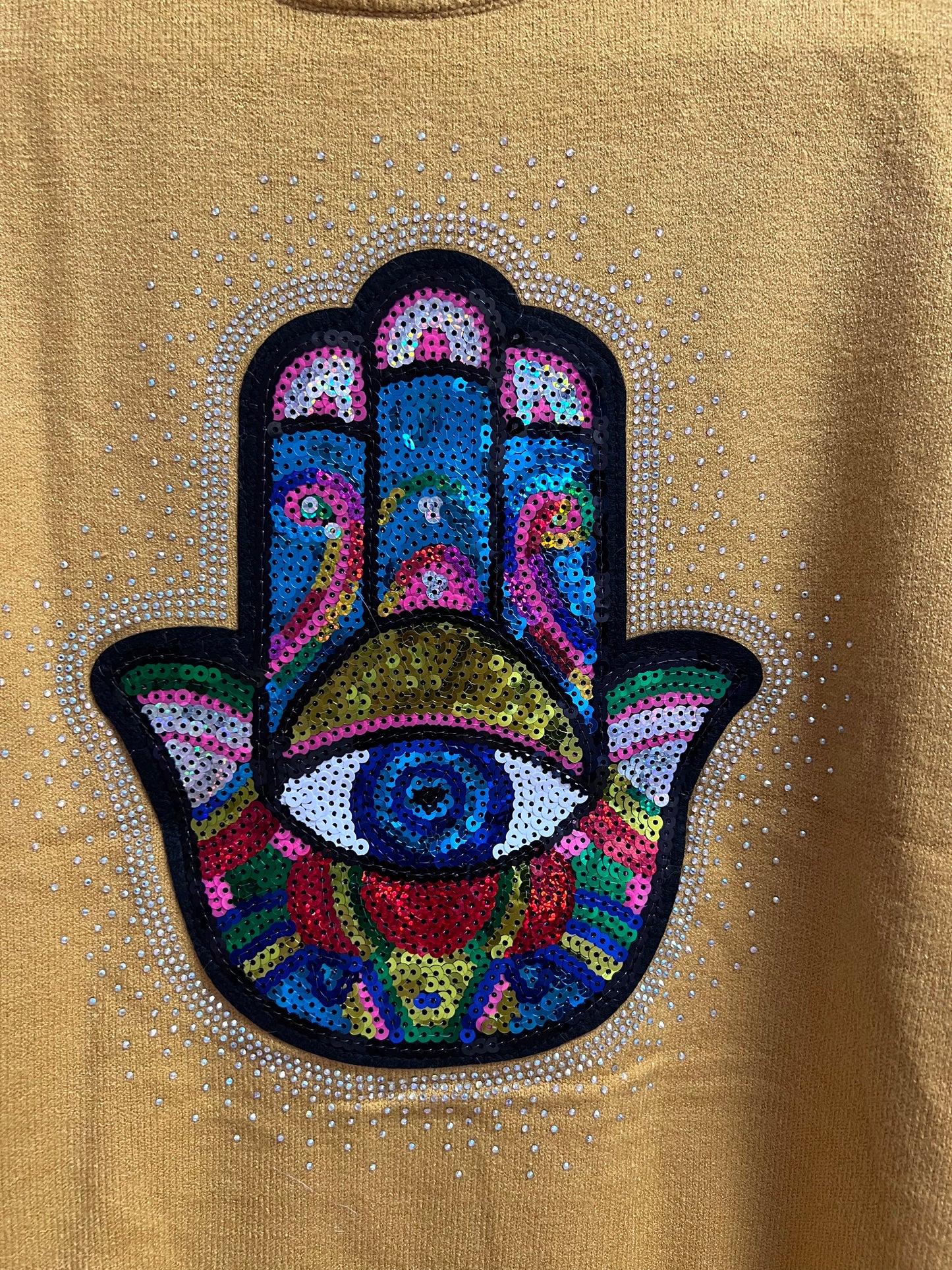 Yellow Hamsa Hand Sweater