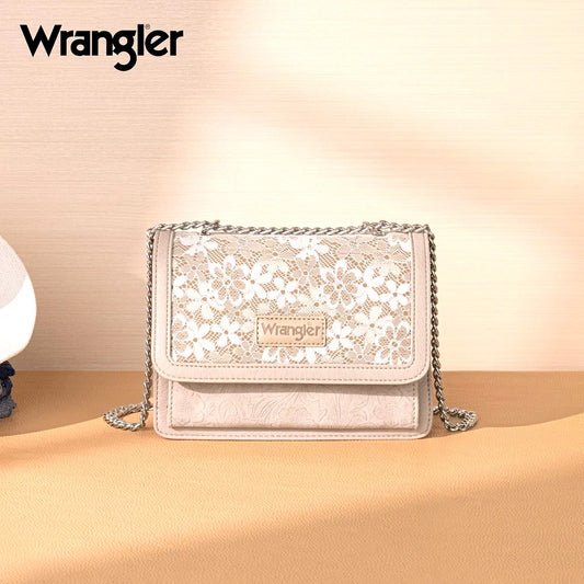 Lace Chain Shoulder Bag - Nude