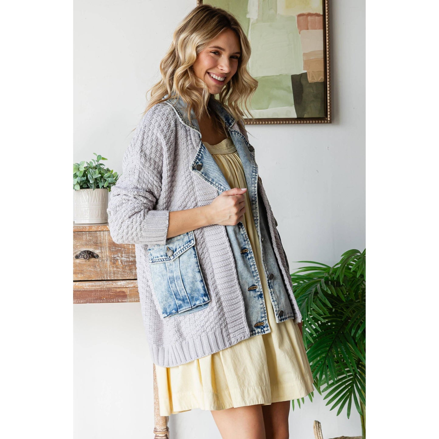 Grey Knit / Denim Jacket