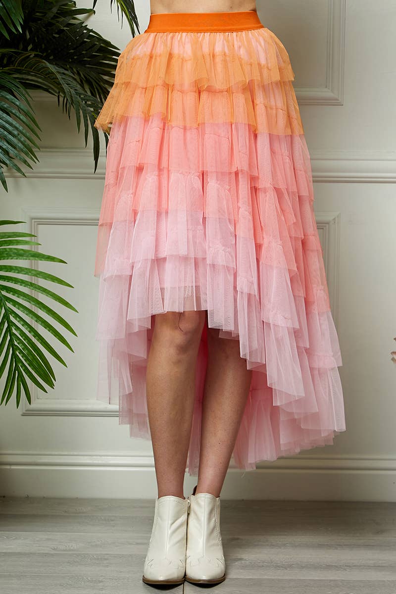 High Low Tiered Tulle Skirt: One Size