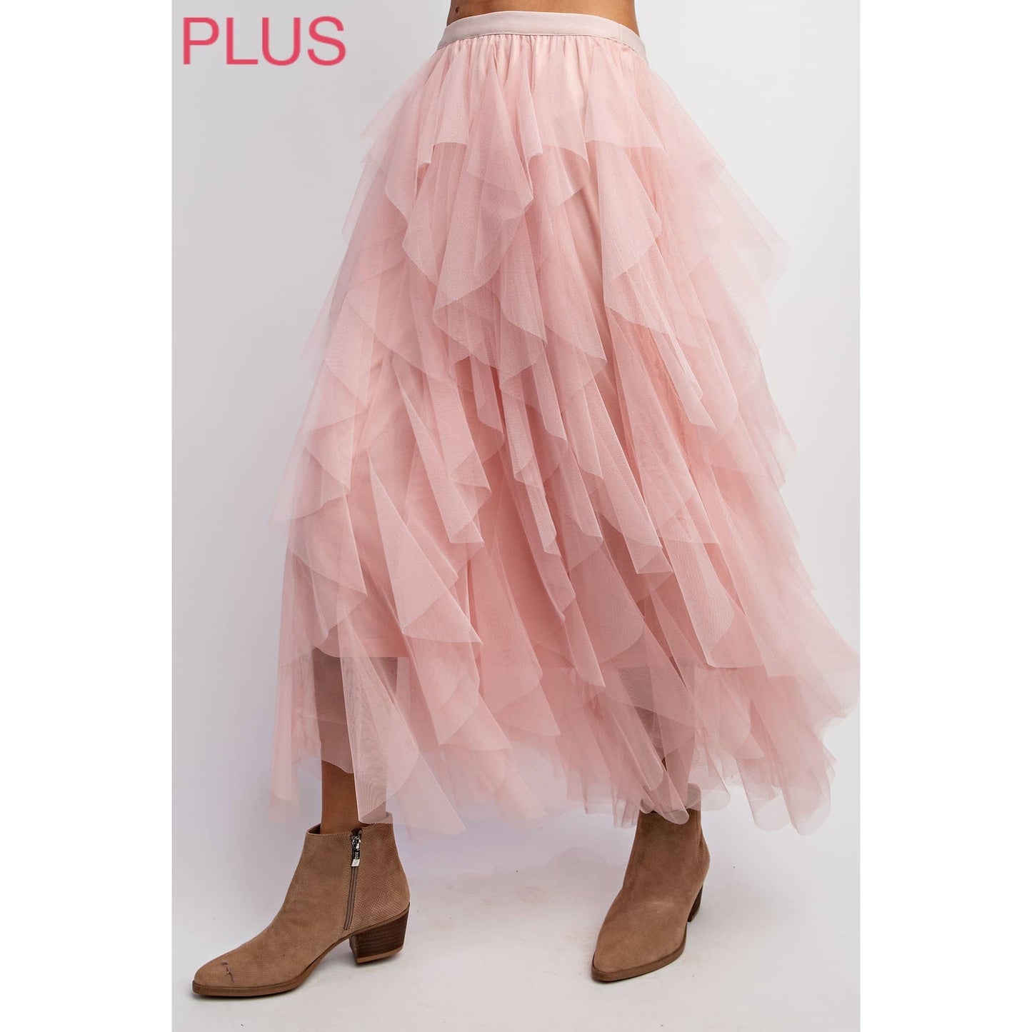 PLUS TULLE MAXI SKIRT: Pink Lady