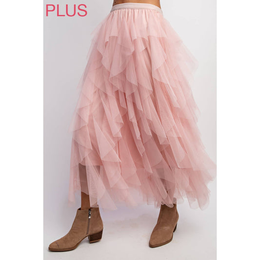 PLUS TULLE MAXI SKIRT: Pink Lady