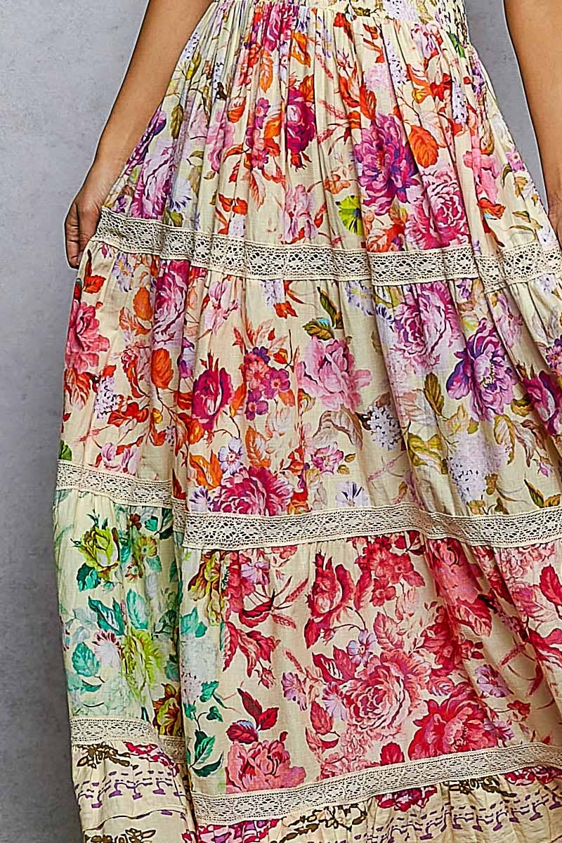 Smocked Waist Floral Maxi Dress