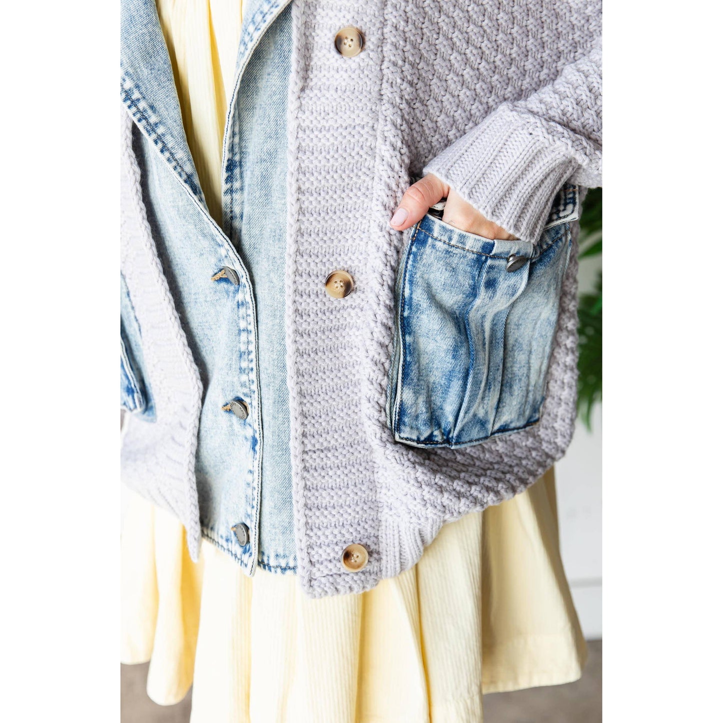 Grey Knit / Denim Jacket