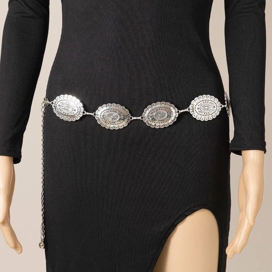 Oval Concho Disc Chain Belt