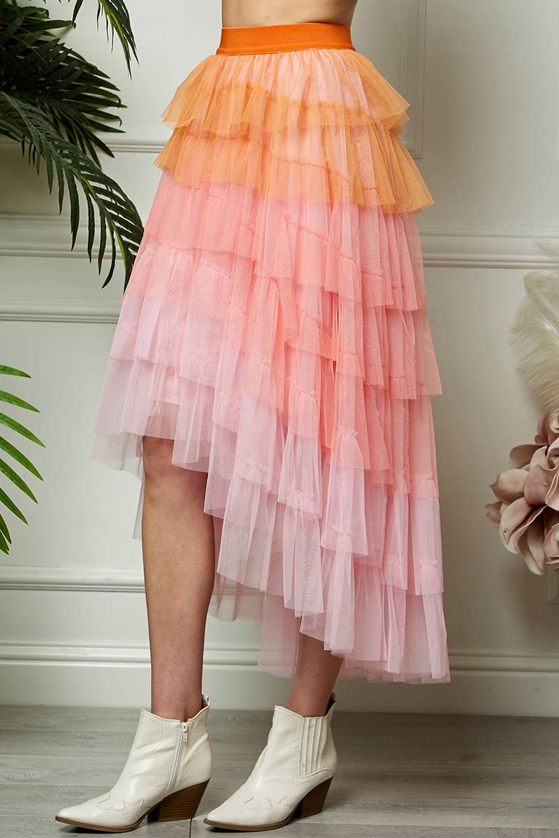 High Low Tiered Tulle Skirt: One Size