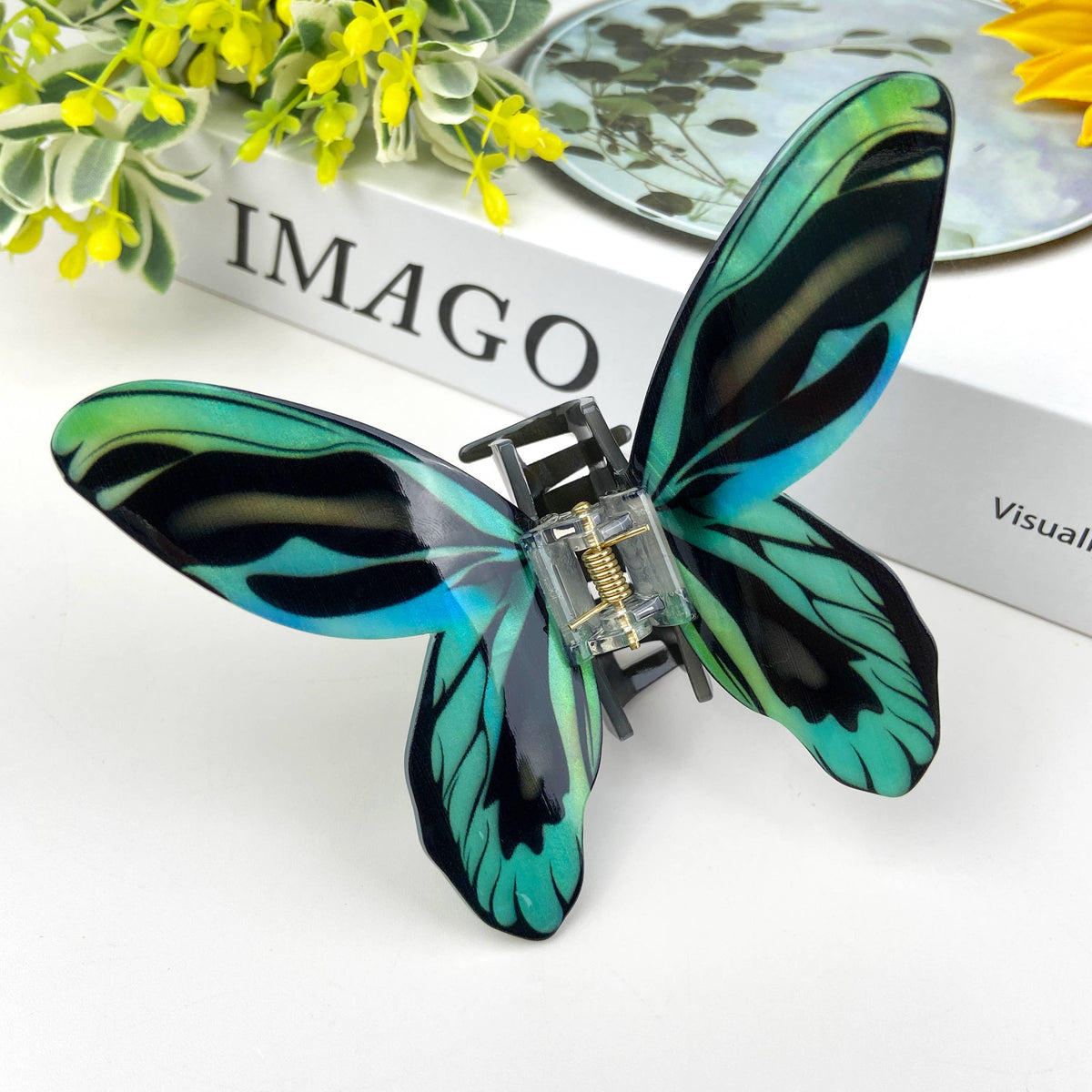 Colorful Butterfly Hair Clip - Green/Blue