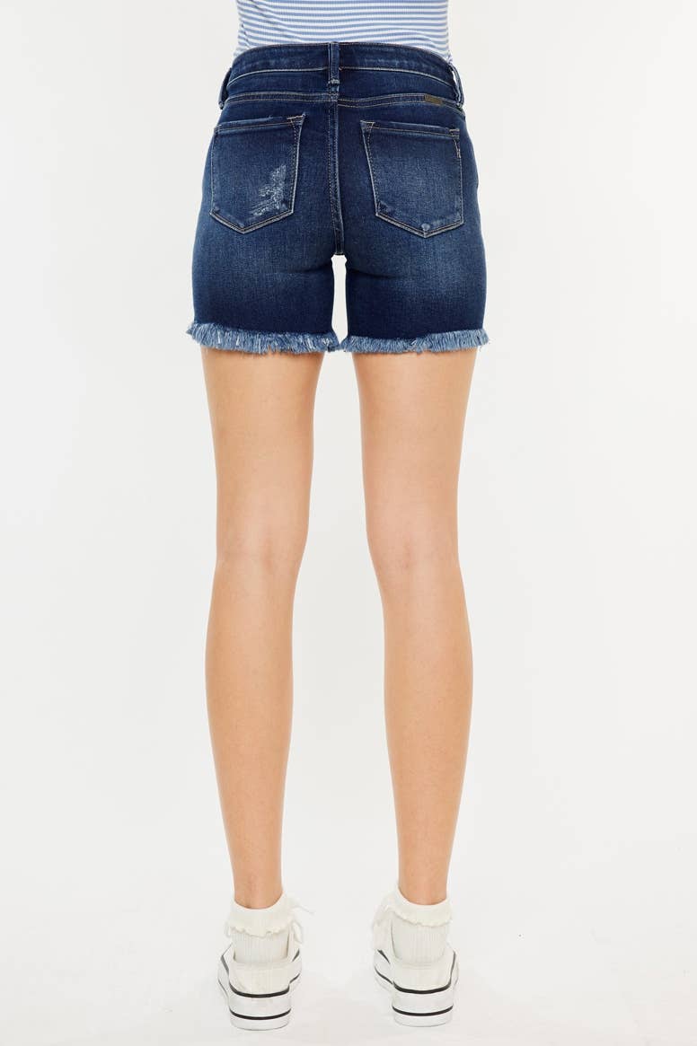 MID RISE BUTTON UP DENIM SHORTS