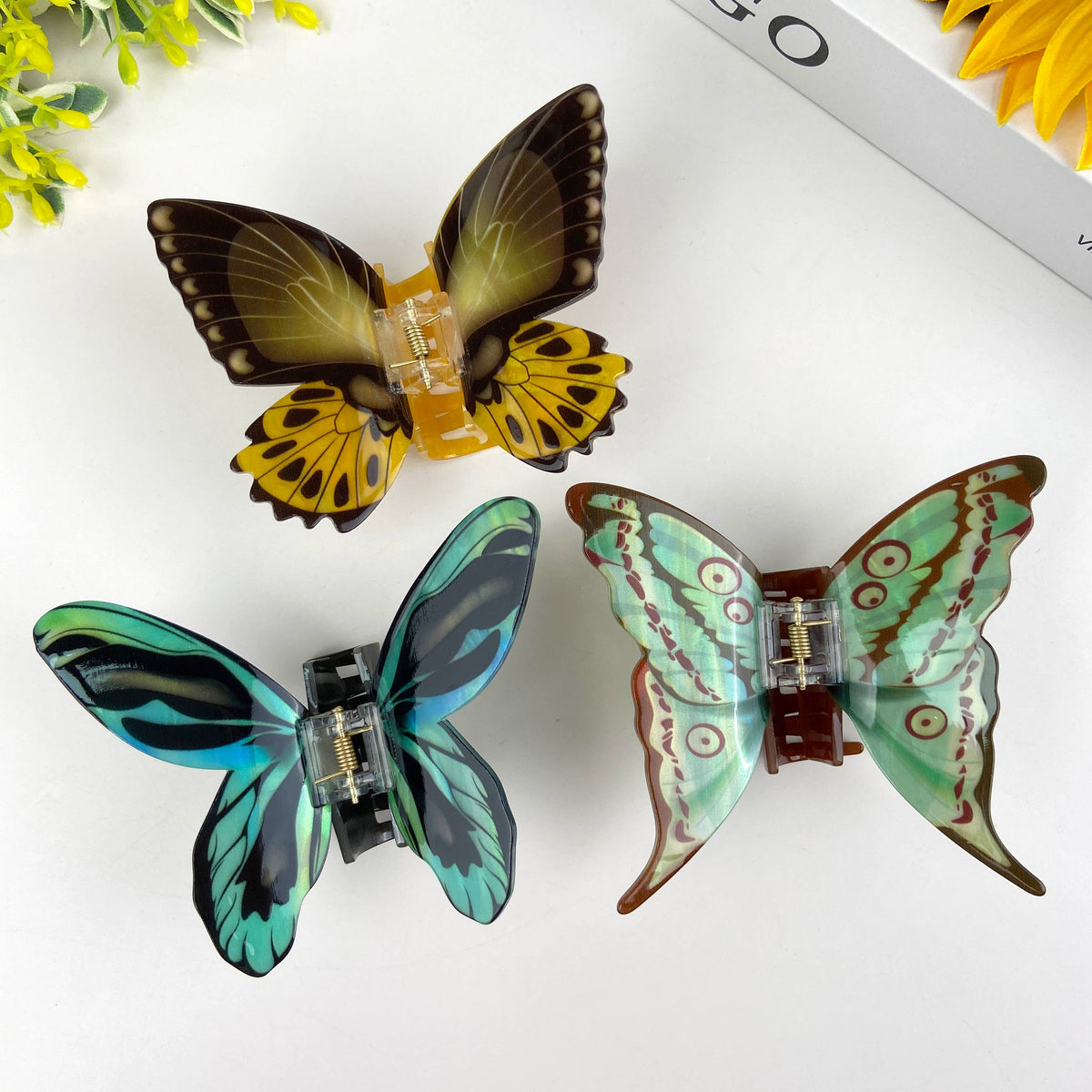 Colorful Butterfly Hair Clip - Green/Blue