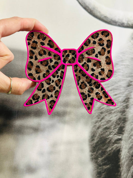 Pink Leopard Bow Car Freshie : Cowgirl Kisses