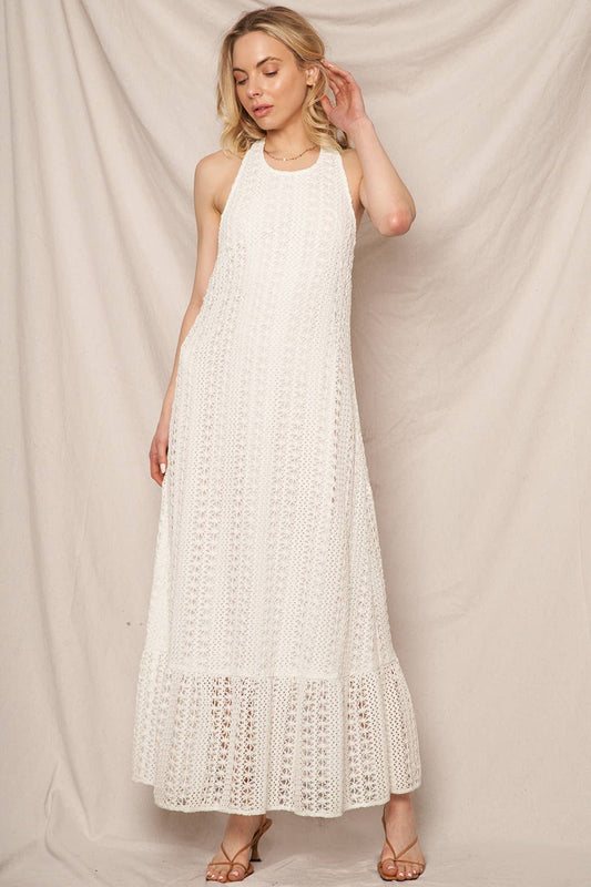 Crochet Halter Neck Maxi Dress