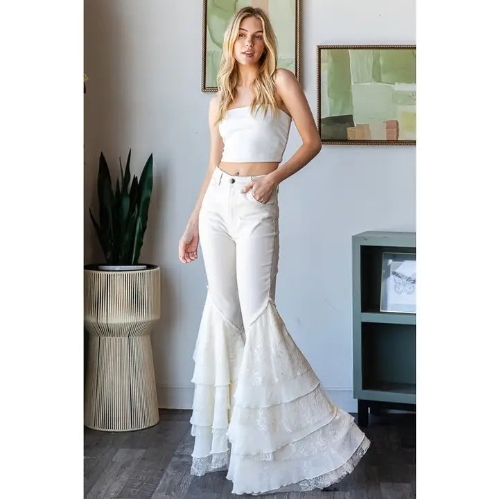 Lace Layer Flare Jeans