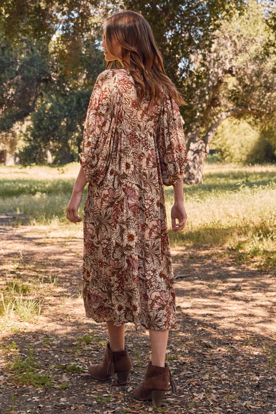 Plus Bohemian Floral Maxi Dress: Beige Multi