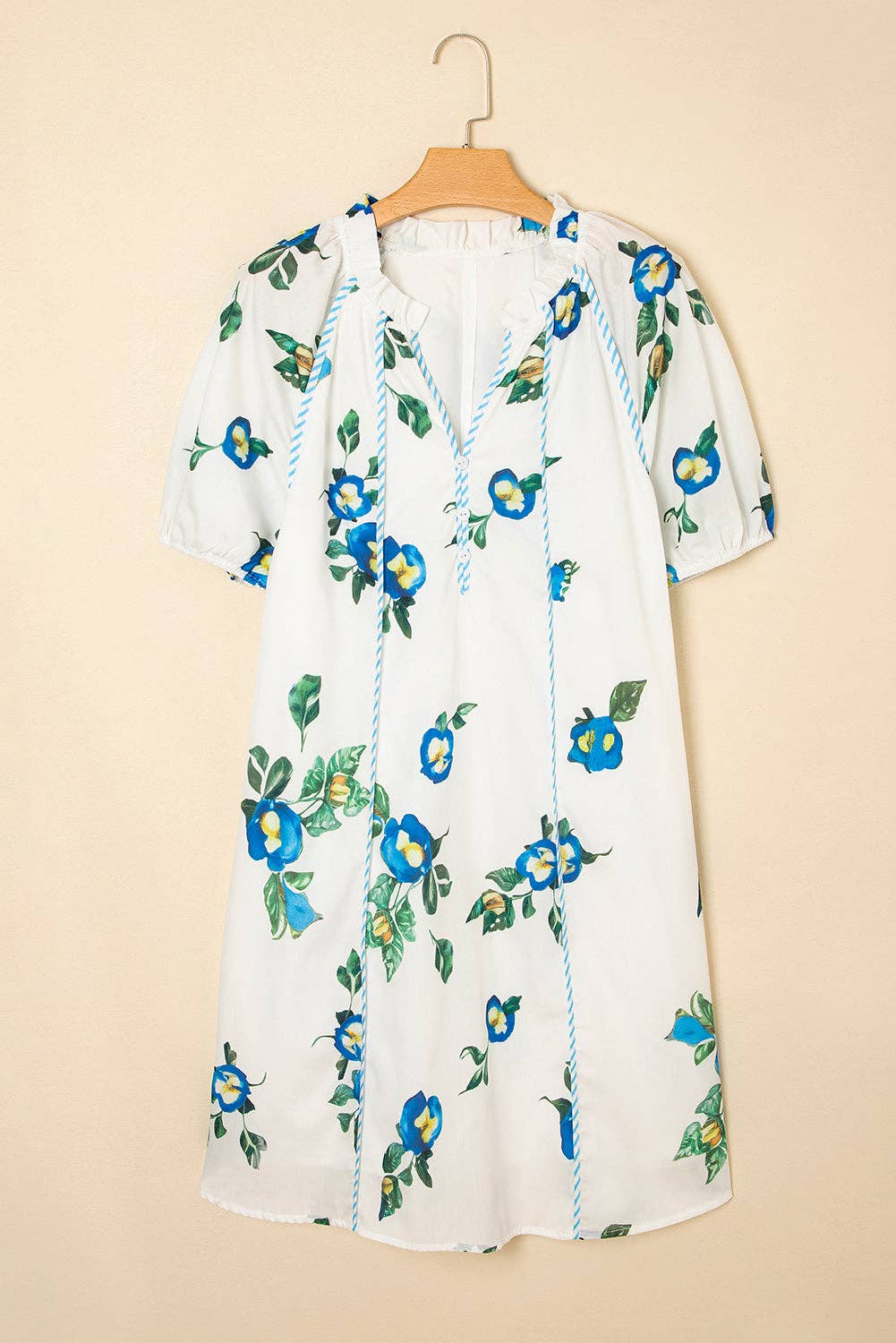 Plus Size Floral Short Puff Sleeve Dress