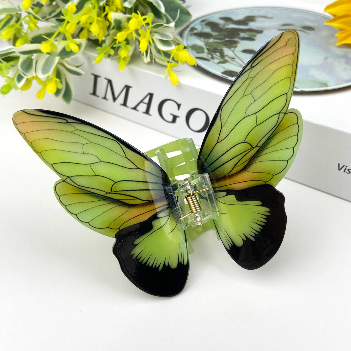 Colorful Butterfly Hair Clip - Yellow/Green