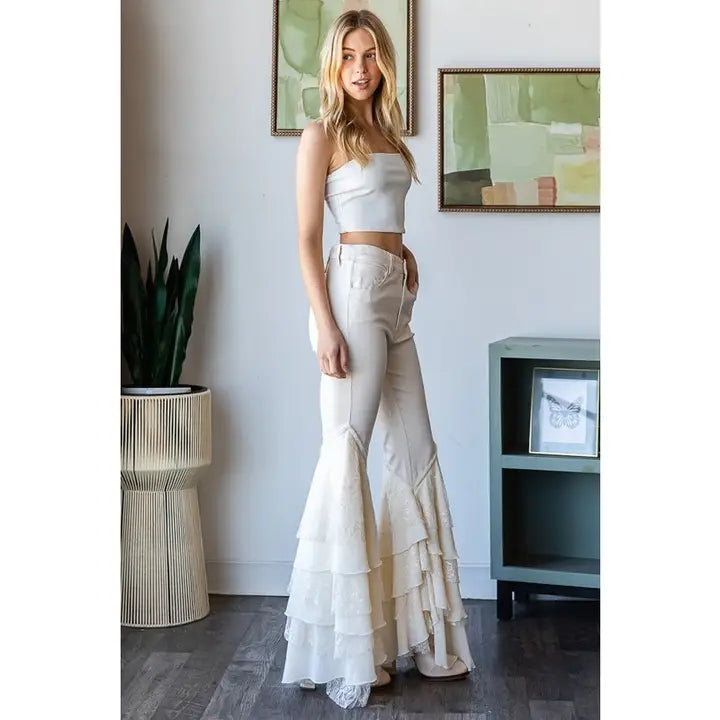 Lace Layer Flare Jeans