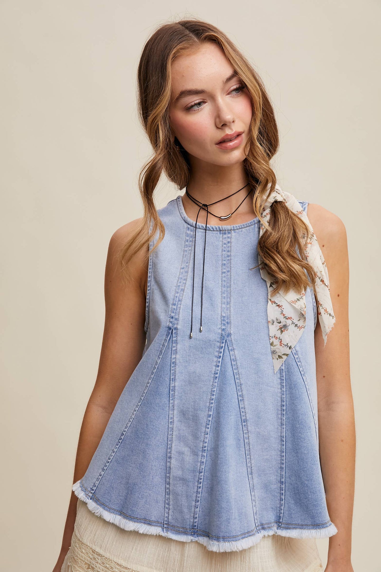 Denim Flare Peplum Top