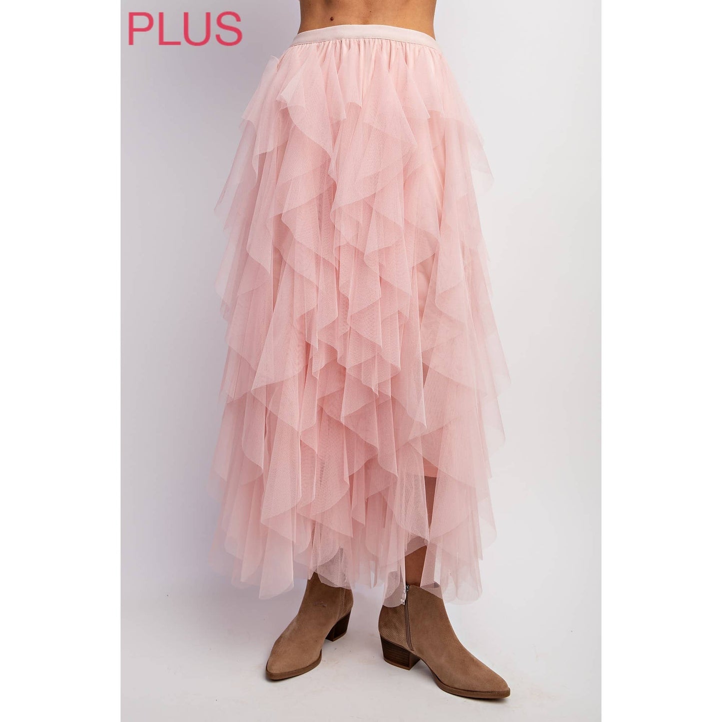 PLUS TULLE MAXI SKIRT: Pink Lady