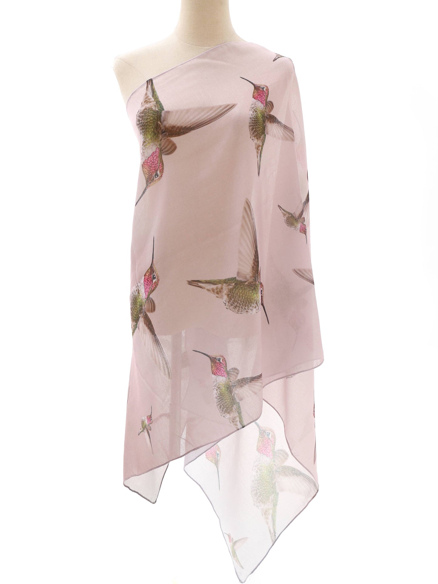 Pink-Multi Watercolor Hummingbird Scarf