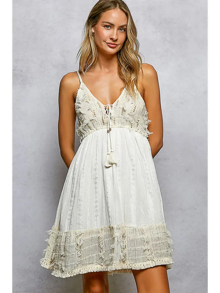 Tassel Trim Mini Dress