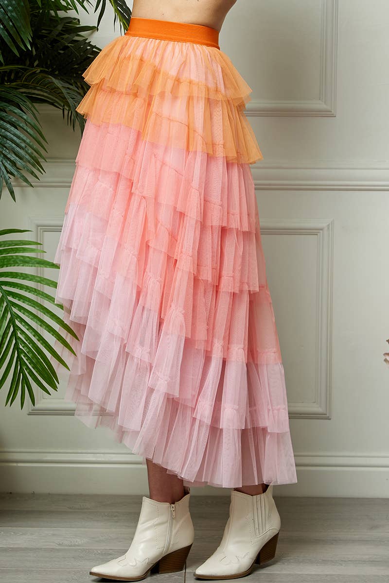 High Low Tiered Tulle Skirt: One Size