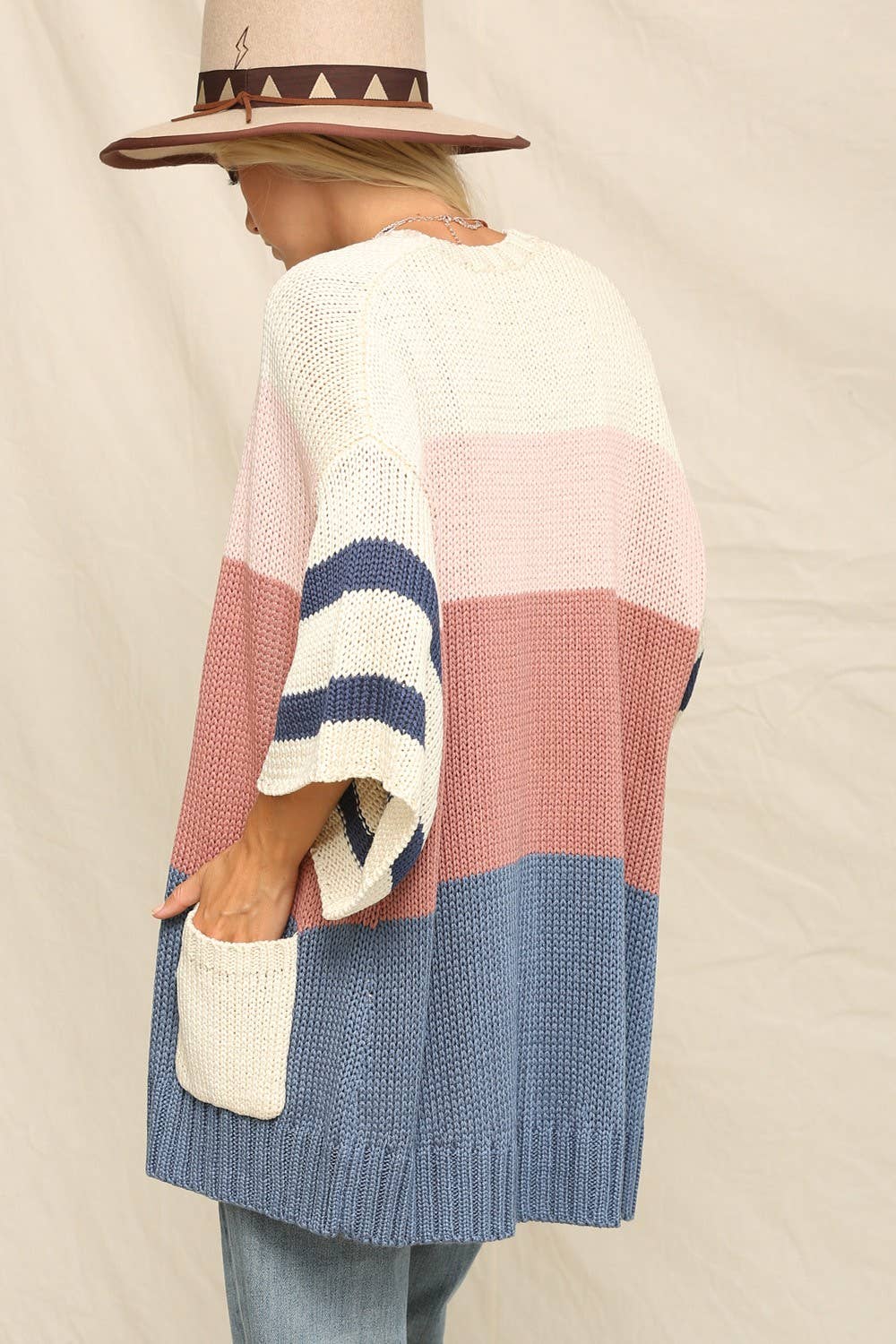 Striped Cardigan With Pocket: Multi