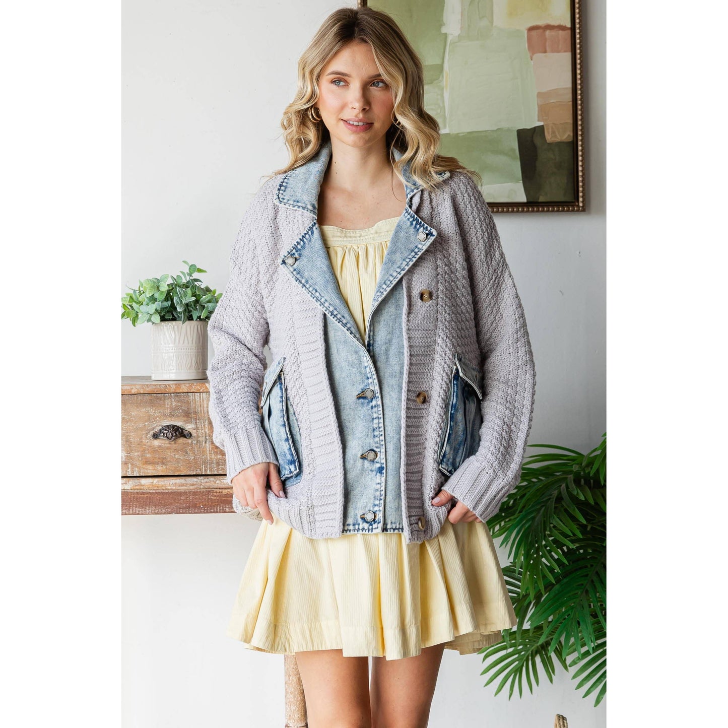 Grey Knit / Denim Jacket