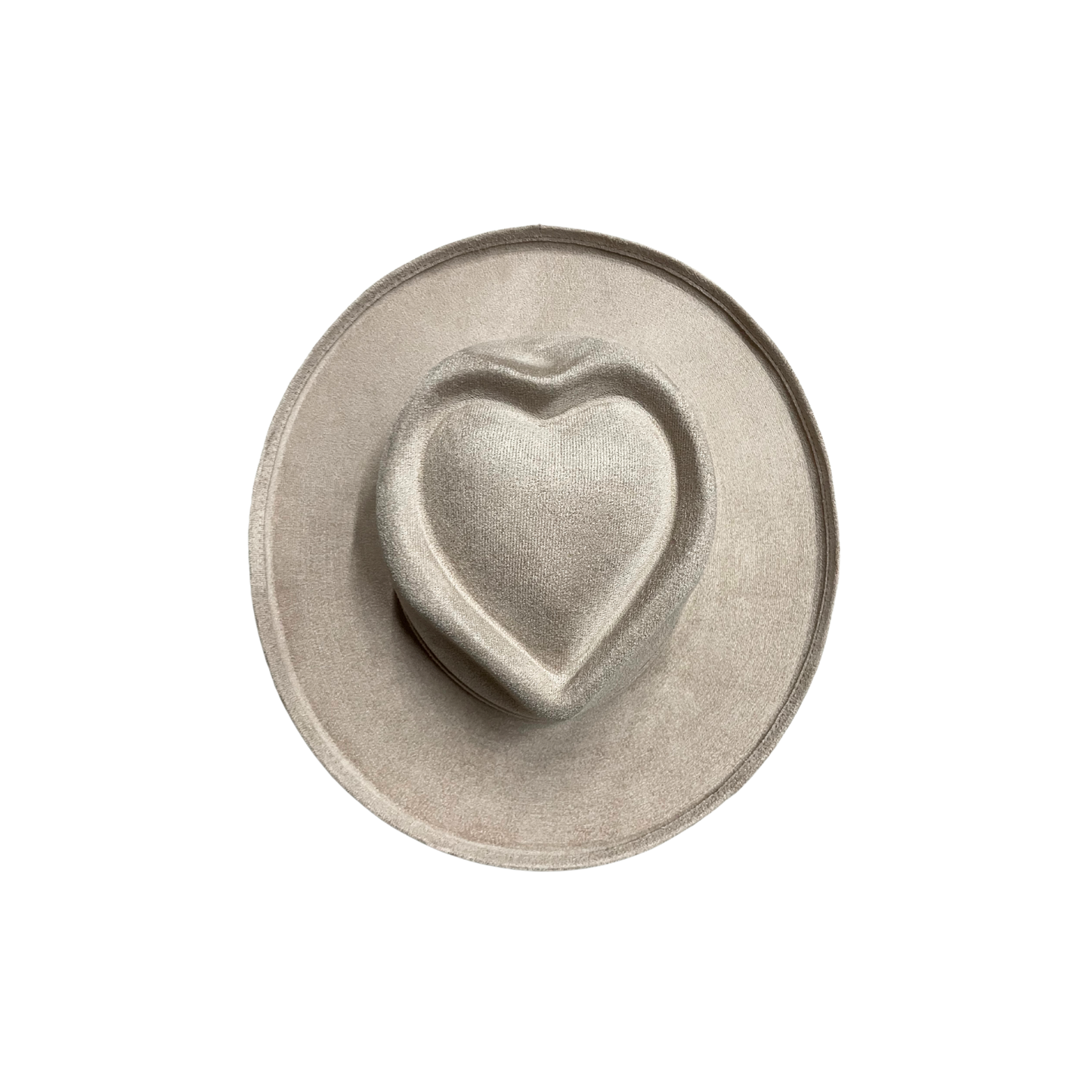 Vegan Suede Pencil Curl Brim Sweetheart Crown Fedora Hats: Taupe