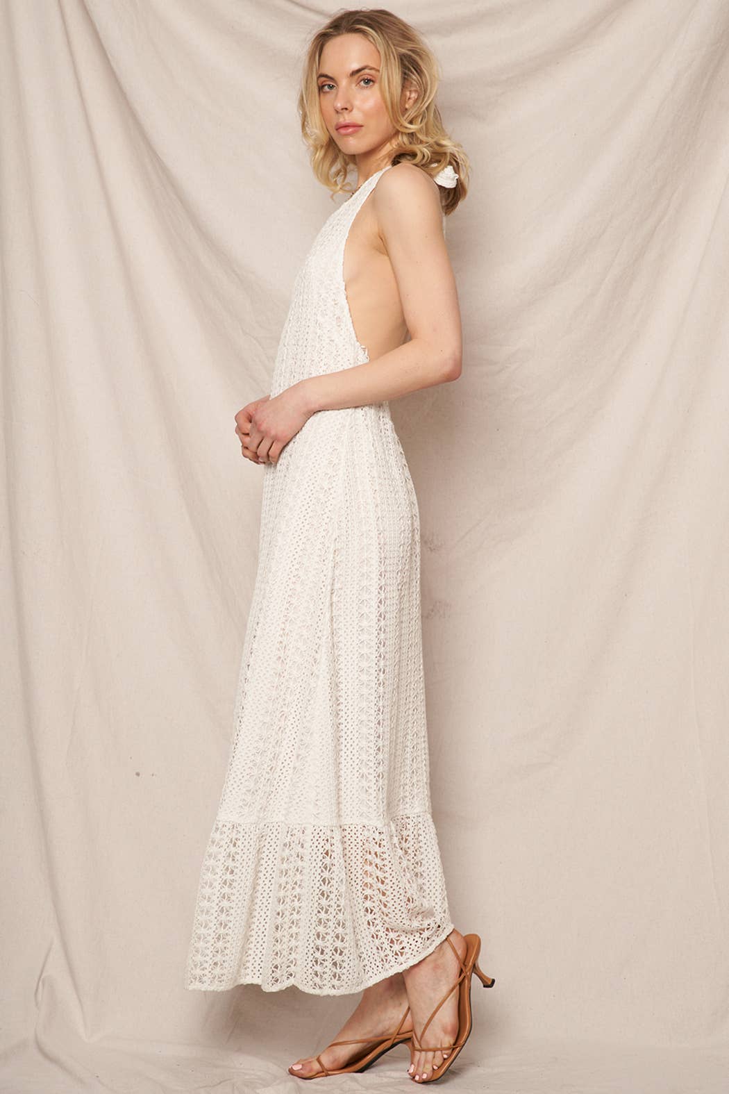 Crochet Halter Neck Maxi Dress