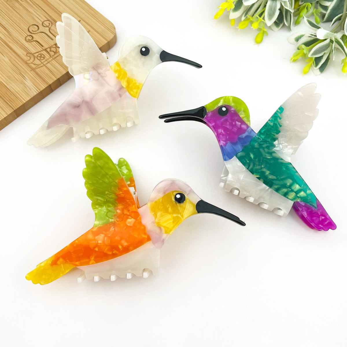 Hummingbird Hair Claw Clip - Orange