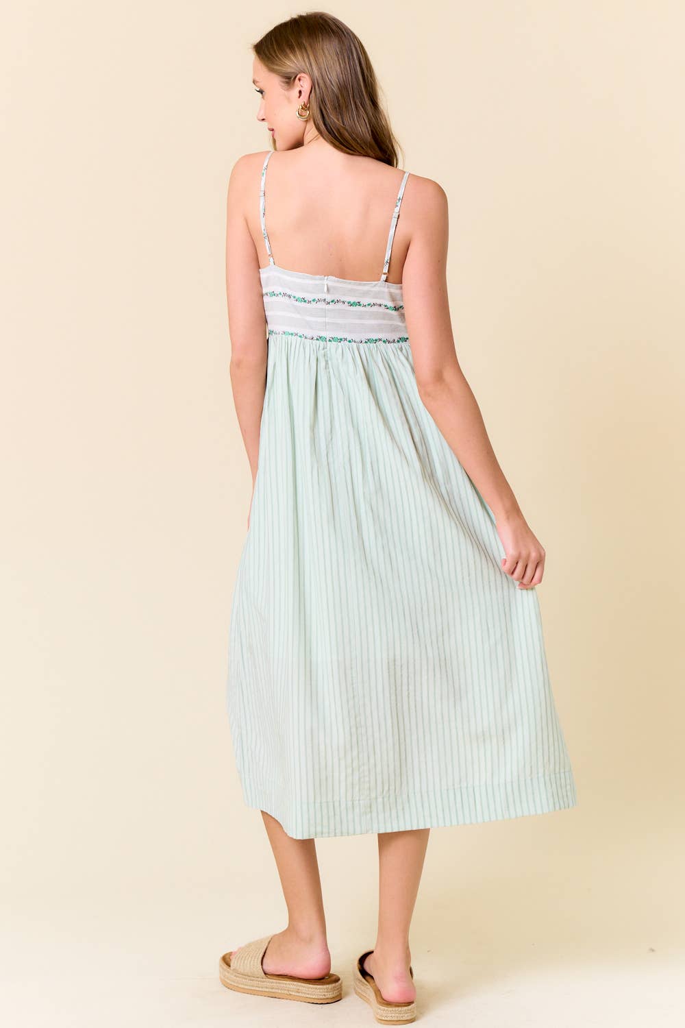 FLORAL EMBROIDERY MIDI DRESS