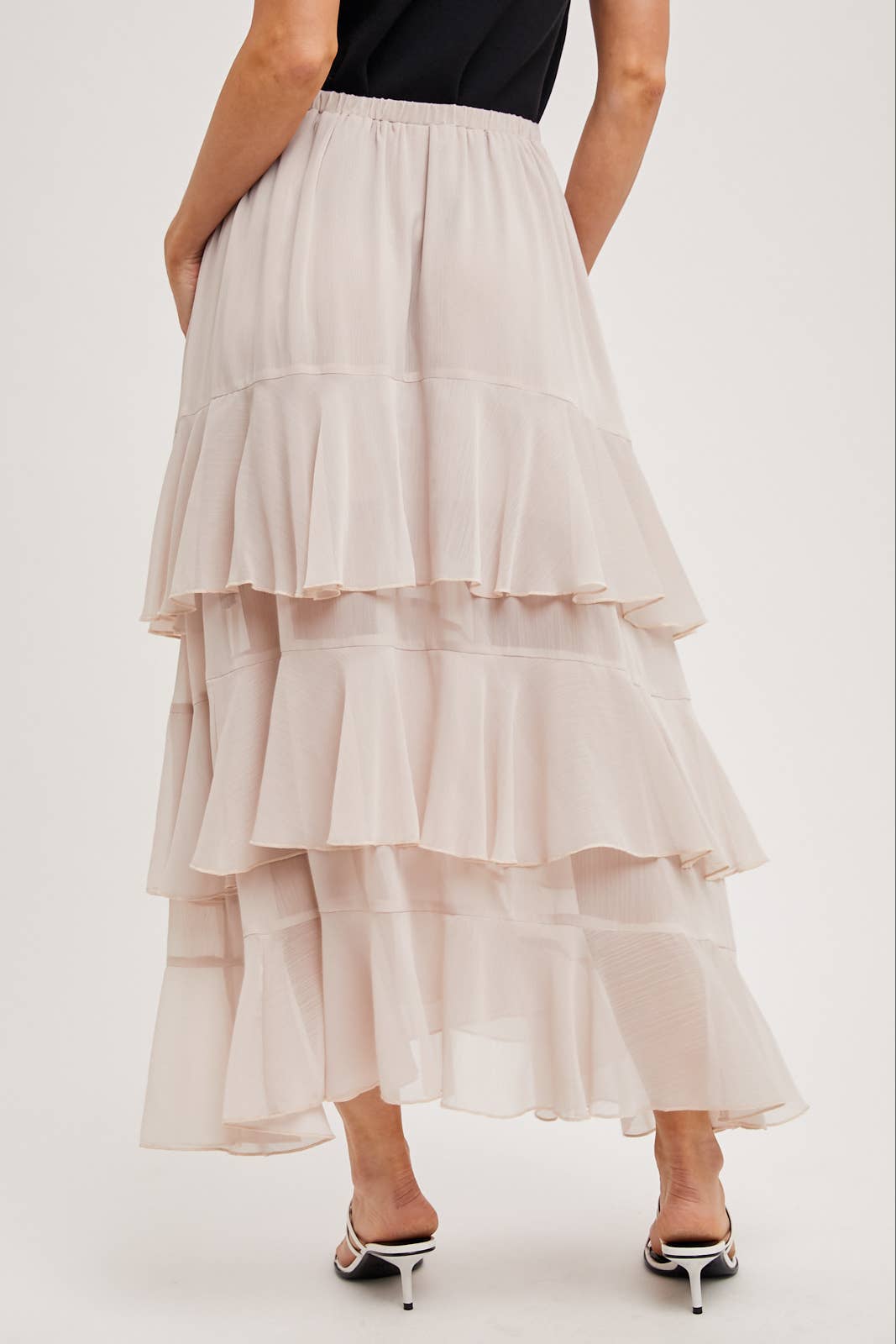 TIERED RUFFLE MAXI SKIRT WITH LINING